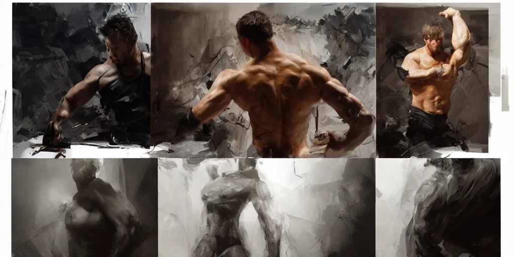 Image similar to highly detailed photography of a strong men at forge, sharp focus, claroscuro, dramatic, dynamic lighting, elegant, harmony, beauty, masterpiece, by jenny saville, by ben aronson, by riccardo federici, by james jean, by craig mullins, by jeremy mann, by greg rutkowski, high quality