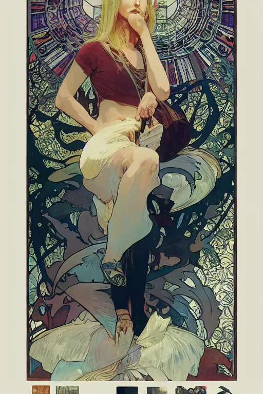 Image similar to Poster artwork, Duane Allman, medium shot, details, sharp focus, illustration, by Jordan Grimmer and Alphonse Mucha and greg rutkowski and PiNe (パイネ) and 薯子 Imoko and 香川悠作 and maya takamura, intricate, beautiful, Trending on artstation, pixiv, digital Art