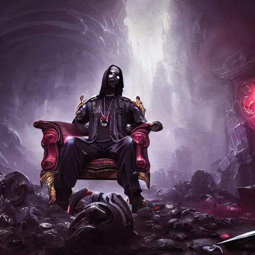 Image similar to portrait of snoop dogg as the grim reaper, league of legends amazing splashscreen artwork, gears of war, splash art, natural light, elegant, photorealistic facial features, intricate, fantasy, detailed face, atmospheric lighting, anamorphic lens flare, cinematic lighting, league of legends splash art, hd wallpaper, ultra high details by greg rutkowski