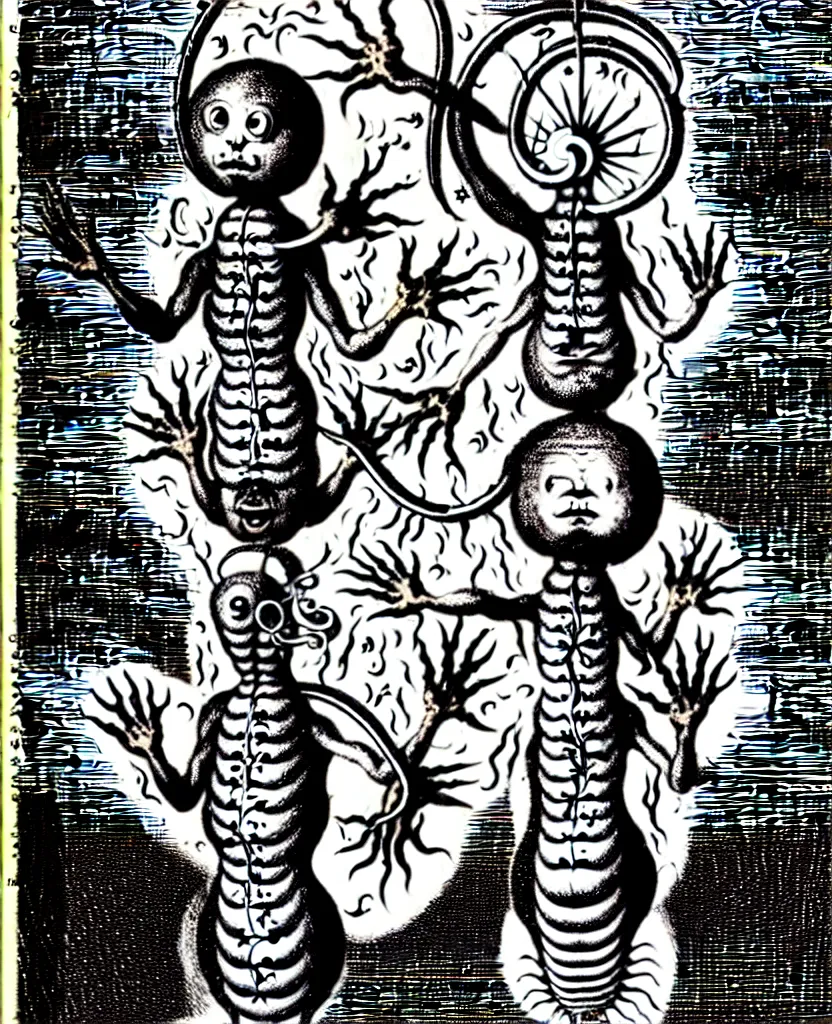 Image similar to whimsical freaky creature sings a unique canto about'as above so below'being ignited by the spirit of haeckel and robert fludd, breakthrough is iminent, glory be to the magic within