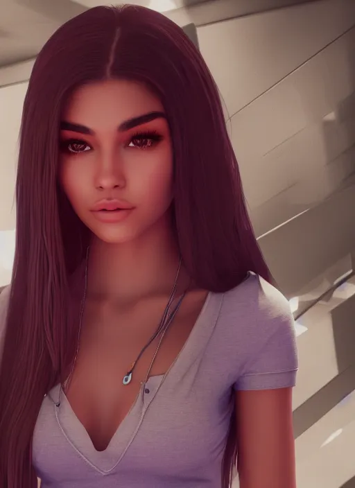 Image similar to Madison Beer as a video game character, digital art, unreal engine, unreal engine render, blender render, render, 4k, coherent