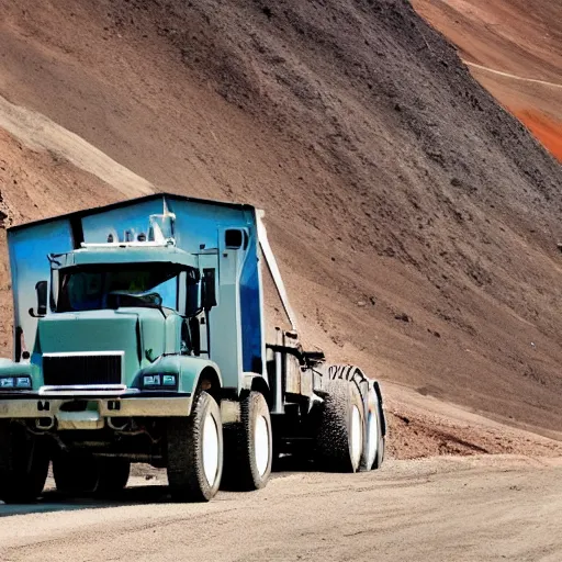 Image similar to A badger beside a large mining truck filling out forms.