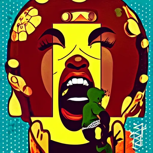 Image similar to mama africa laugh at her child!!! pop art, pixel, bioshock, gta chinatown, artgerm, richard hamilton, mimmo rottela, julian opie, aya takano, intricate, sharp focus, concept art, smooth