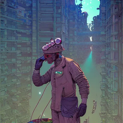 Prompt: A solarpunk farmer cyborg on the street of a solarpunk city art by Josan Gonzalez, sci-fi, highly detailed, digital painting, artstation, smooth, sharp focus, illustration, concept art by Josan Gonzalez and James Gurney and Mœbius