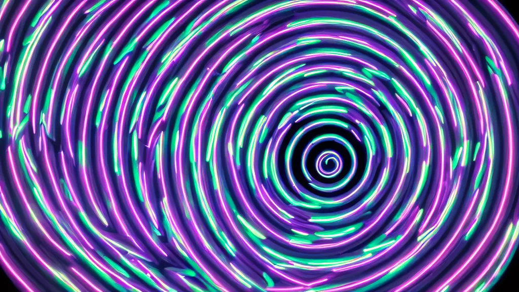 Image similar to a neon symmetrical endless spiral, 8 k, rim lighting, lumen global illumination