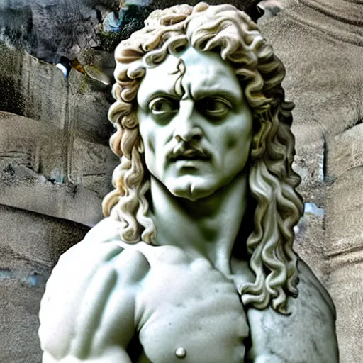 Prompt: jhonny deep as a greek marble statue