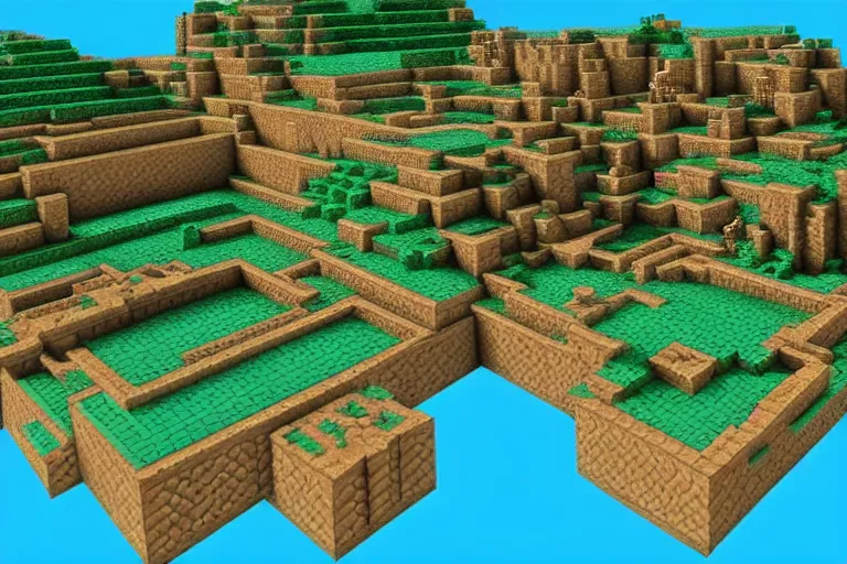 Image similar to the lost city of atlantis in the style of minecraft