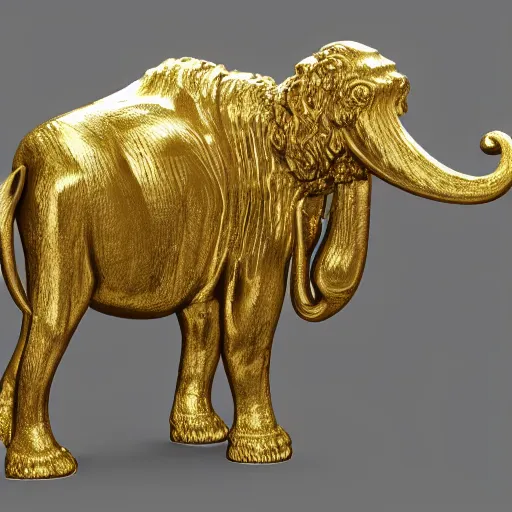 Image similar to golden mammoth in leticia gillett's style 3 d