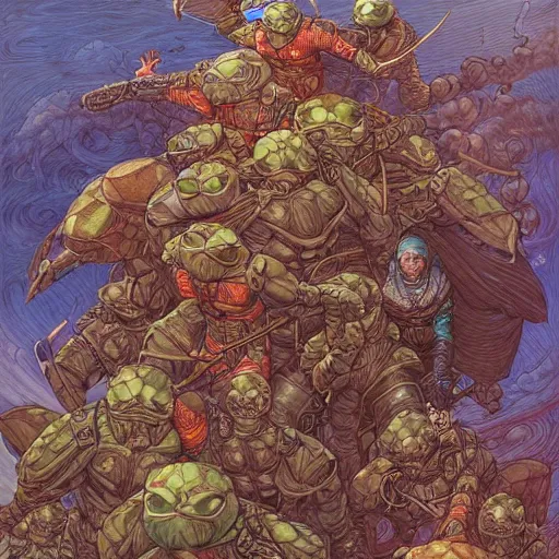 Prompt: Turtle warrior, by Donato Giancola and Victo Ngai