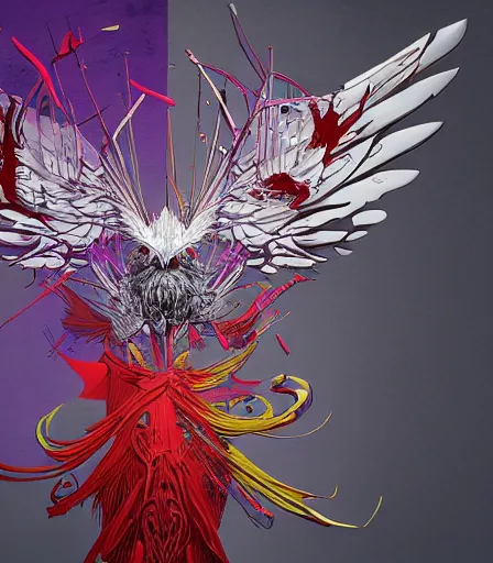 Image similar to Tim Burtons style Gundham Wing by Alex Pardee and Nekro and Petros Afshar, and James McDermott,unstirred paint, vivid color, cgsociety 4K