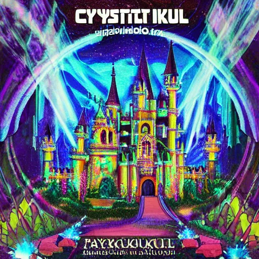 Prompt: crystalpunk hallucinatory castle