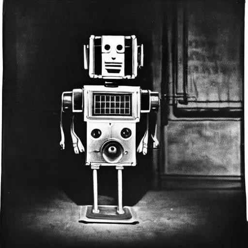 Prompt: daguerreotype of the robot in the film Metropolis by Fritz Lang reimagined by Industrial Light and Magic