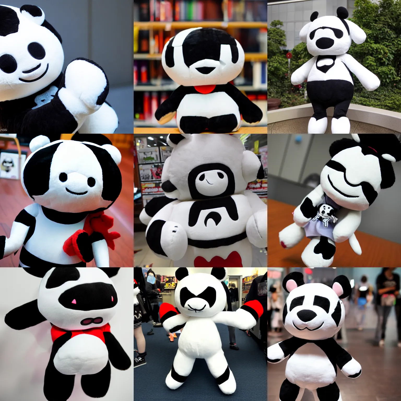 Prompt: photo of a monokuma plush toy, the mascot from danganronpa, taken with my nikon d 3