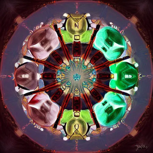 Prompt: a council of elders sitting in a circle, digital painting, fantasy art