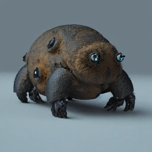 Image similar to tardigrade big eyes a lot of fur cute highly detailed high - quality photo realistic 8 k octane render blender