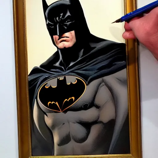 Prompt: an ultra - realistic portrait painting of batman in the style of frank frazetta. 4 k. ultra - realistic. highly detailed. dark fantasy. dark lighting.