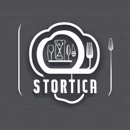 Image similar to a futuristic company logo symbol for a restaurant, digital art illustrator svg logo design