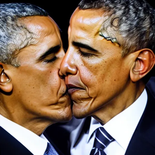 Prompt: obama kissing obama