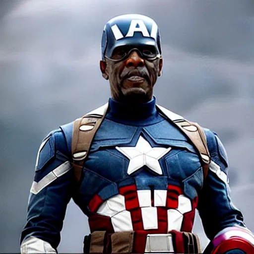 Image similar to film still of Samuel L Jackson as Captain America, in new Avengers film