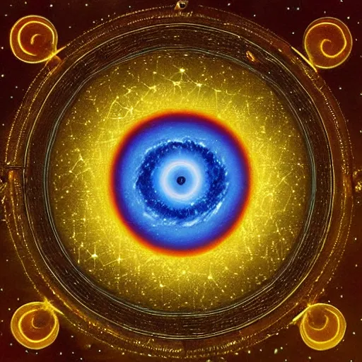 Image similar to cosmic eye of god surrounded by angels