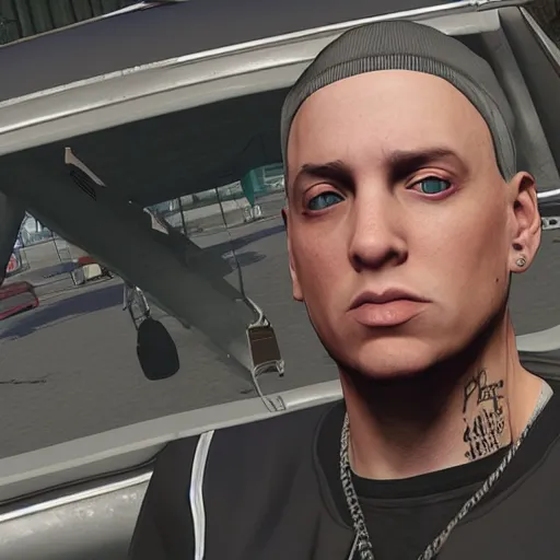 Image similar to A screenshot of Eminem (Marshall Mathers) in GTA 5