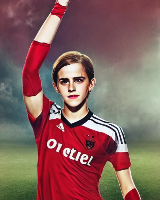 Prompt: a portrait of emma watson as a lokomotiv football player, hyper realistic