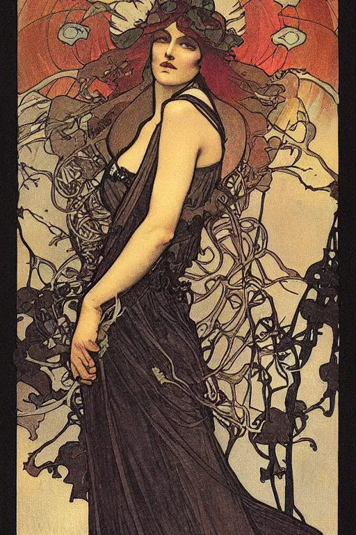 Prompt: the death tarot card by Mucha