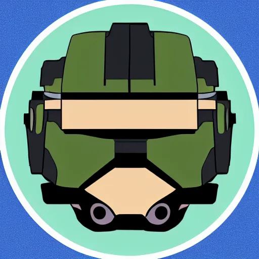 Image similar to an icon of master chief's face on a lego star wars circle icon