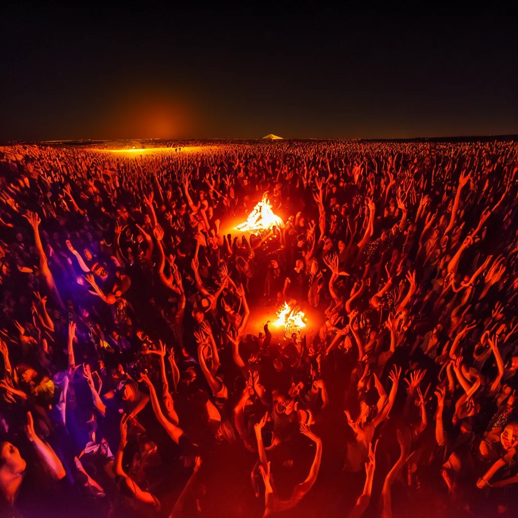 Image similar to dancefloor kismet, revellers, front left speaker, fire, night, the australian desert, zaha hadid, xf iq 4, 1 5 0 mp, 5 0 mm, f 1. 4, iso 2 0 0, 1 / 1 6 0 s, dawn, golden ratio, rule of thirds