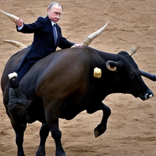 Image similar to vladimir putin riding a bull