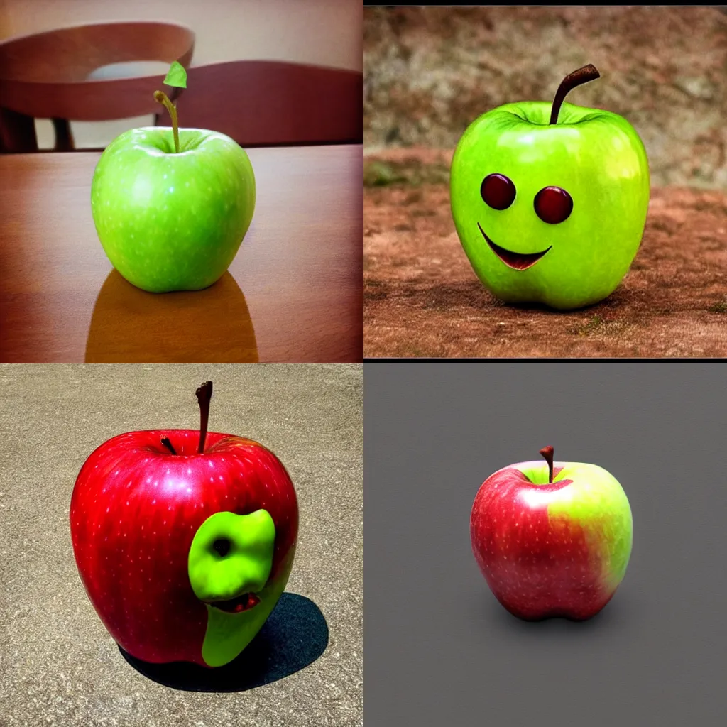 Prompt: a funny apple