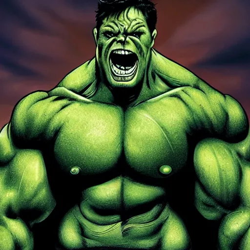 Prompt: chuck tingle as the Hulk
