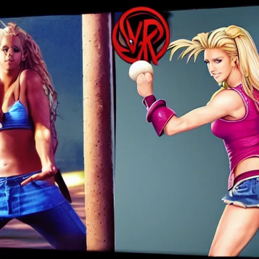 Prompt: shakira vs britney spears street fighter style