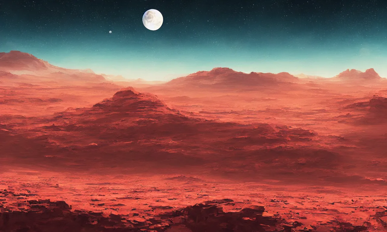 Image similar to mars and moon ground by alena aenami artworks in 4 k