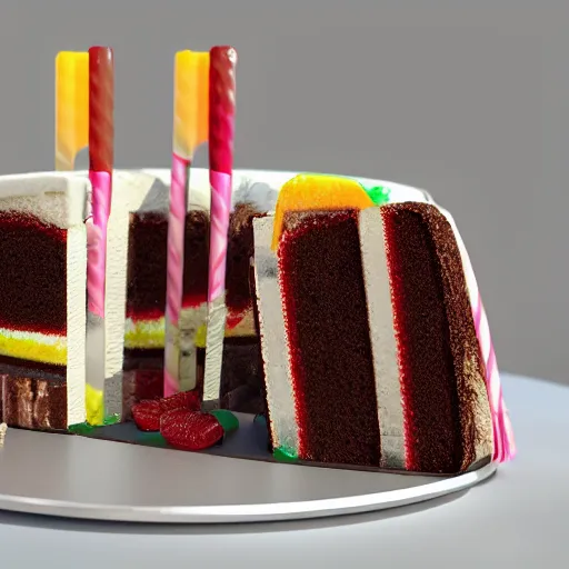 Image similar to a jello chocolate candy lollipop snickers bar icecream cake muffin jaffa marshmallow nougat waffle candy gummy jelly sandwich, volumetric lighting, octane render, unreal engine, 8k, hd, perfect, decadent, highly detailed, stroopwaffel