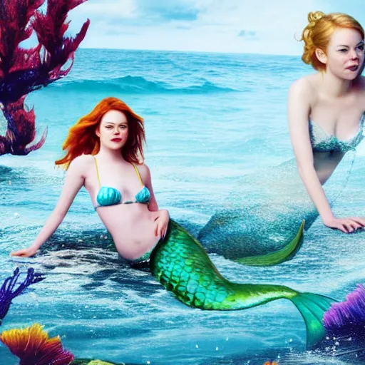 Image similar to film still of emma stone as a mermaid movie 4 k
