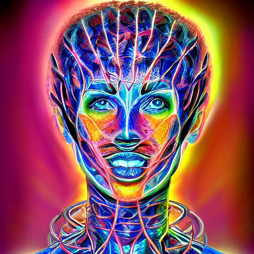 Image similar to cinematic realistic photo of slavik godess energy anatomy portrait in the style of Alex grey