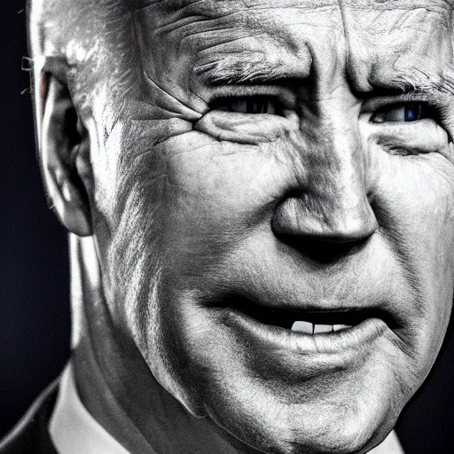 Prompt: macro close-up of joe biden, studio lighting