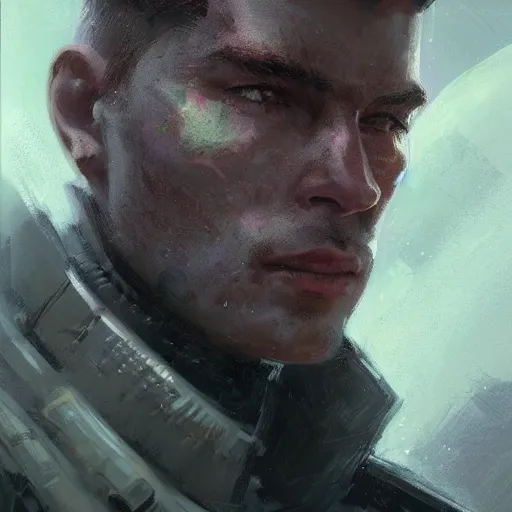 Image similar to portrait of a man by greg rutkowski, a soldier of the galactic dominion, wearing a purple tactical gear, star wars expanded universe, highly detailed portrait, digital painting, artstation, concept art, smooth, sharp foccus ilustration, artstation hq