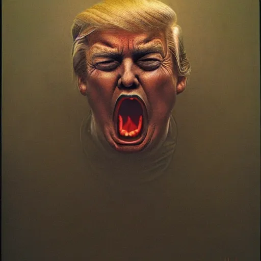 Image similar to Donald Trump. Enraged. Zdzisław Beksiński