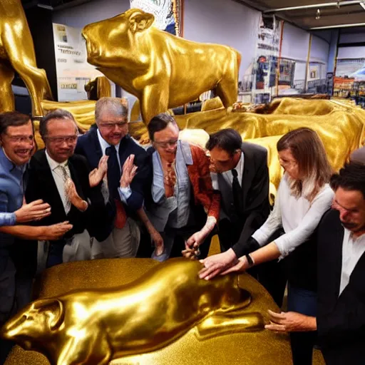 Image similar to photo of business people worshipping a golden calf