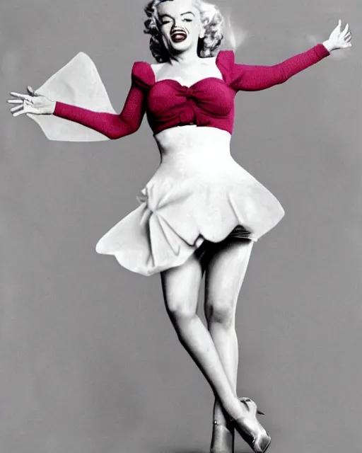 Image similar to donald trump as ( marilyn monroe ) flying skirt pose, by sam shaw, realistic, detailed