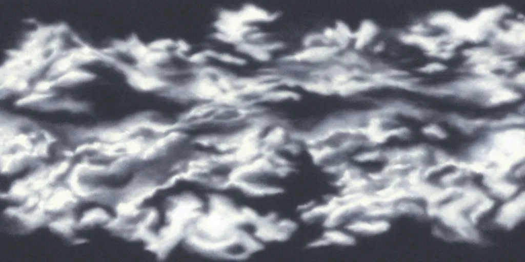 Image similar to full page scan catalogue of clouds on black background, matte painting