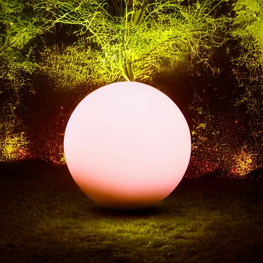Prompt: glowing sphere in a night jungle