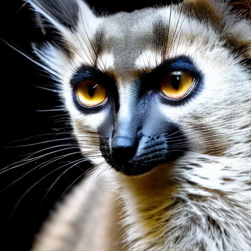 Image similar to a feline lemur - cat - hybrid, animal photography