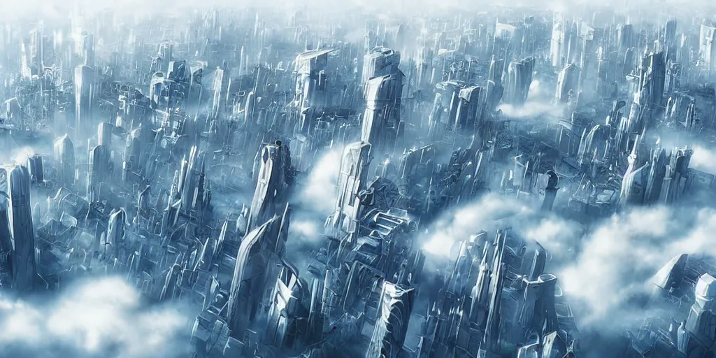 Prompt: a futuristic city on the clouds