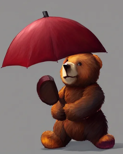 Image similar to autumn a bear with an umbrella by samuel smith trending on artstation