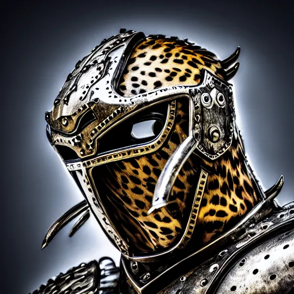 Prompt: photo of a warrior with metal jaguar theme armour, 4 k, hdr, smooth, sharp focus, high resolution, award - winning photo