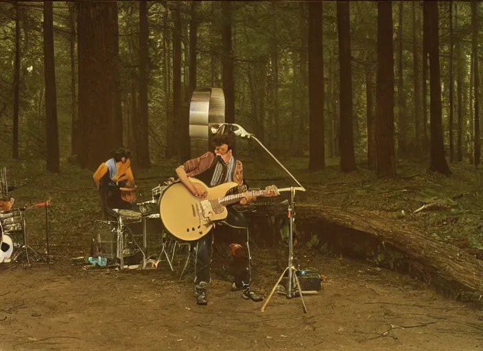 Image similar to a little water bear playing electric guitar while his friend plays the drums, Gregory Crewdson, Joel Sternfeld