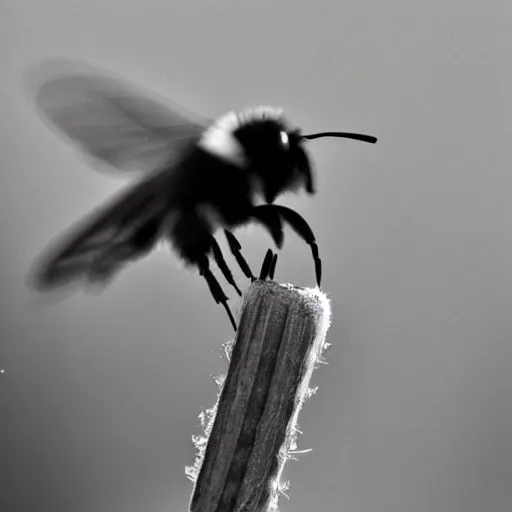 Prompt: 3 5 mm close up photograph of a bumblebee riding the back of a hummingbird.